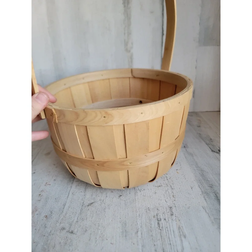 Vintage style‎ bushel basket picnic round home decor storage tan